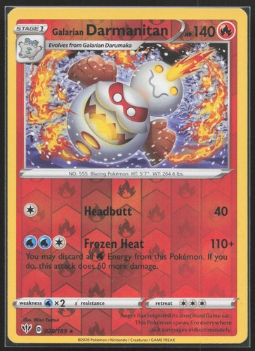 Galarian Darmanitan Darkness Ablaze 028/189 Reverse Holo Pokemon TCG Card