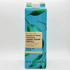 Bath Body Works WHITE TEA SAGE Gentle Foaming Hand Soap REFILL 32 OZ 0.75 per fl oz