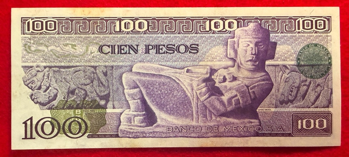 1978 Mexico 100 Pesos Carranza bill Paper Bank Money SERIE HL