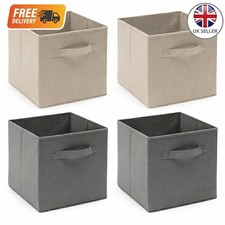 Set of 2/4 Foldable Storage Cube Boxes, Fabric Storage Baskets Home/ Office