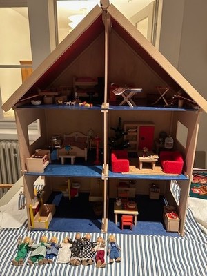 Puppenhaus, Holz, Selecta, mit Einrichtung