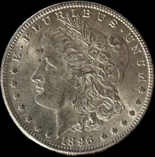 1896 $1 Morgan Silver Dollar 90% Fine Silver AU Almost Uncirculated