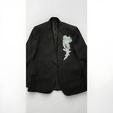  5810 Lanvin Black Shawl Collar Embroidered Tuxedo Jacket  Pants IT50 NEW