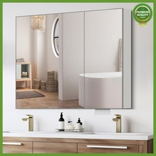 Large Bathroom Medicine Cabinet Wall Mounted Mirror Cabinet Storage w/ 2-Doors
