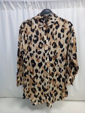 ❤️ F&F Leopard Print Sateen Fabric Blouse Size 8 Oversized Vgc