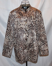 Chico s Animal Print Jacket Size 3 XL Brown Tan Leopard Print Blazer