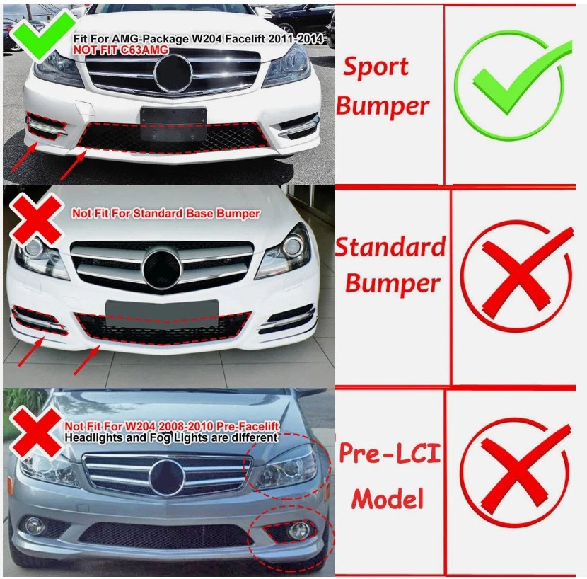 Front Spoiler Splitter Lip For Mercedes-Benz W204 Sport 2011-2014 Carbon Look — 第 3/4 张图片