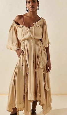 NWT Free People Beach Bliss Bohemian Ivory Maxi Dress size M