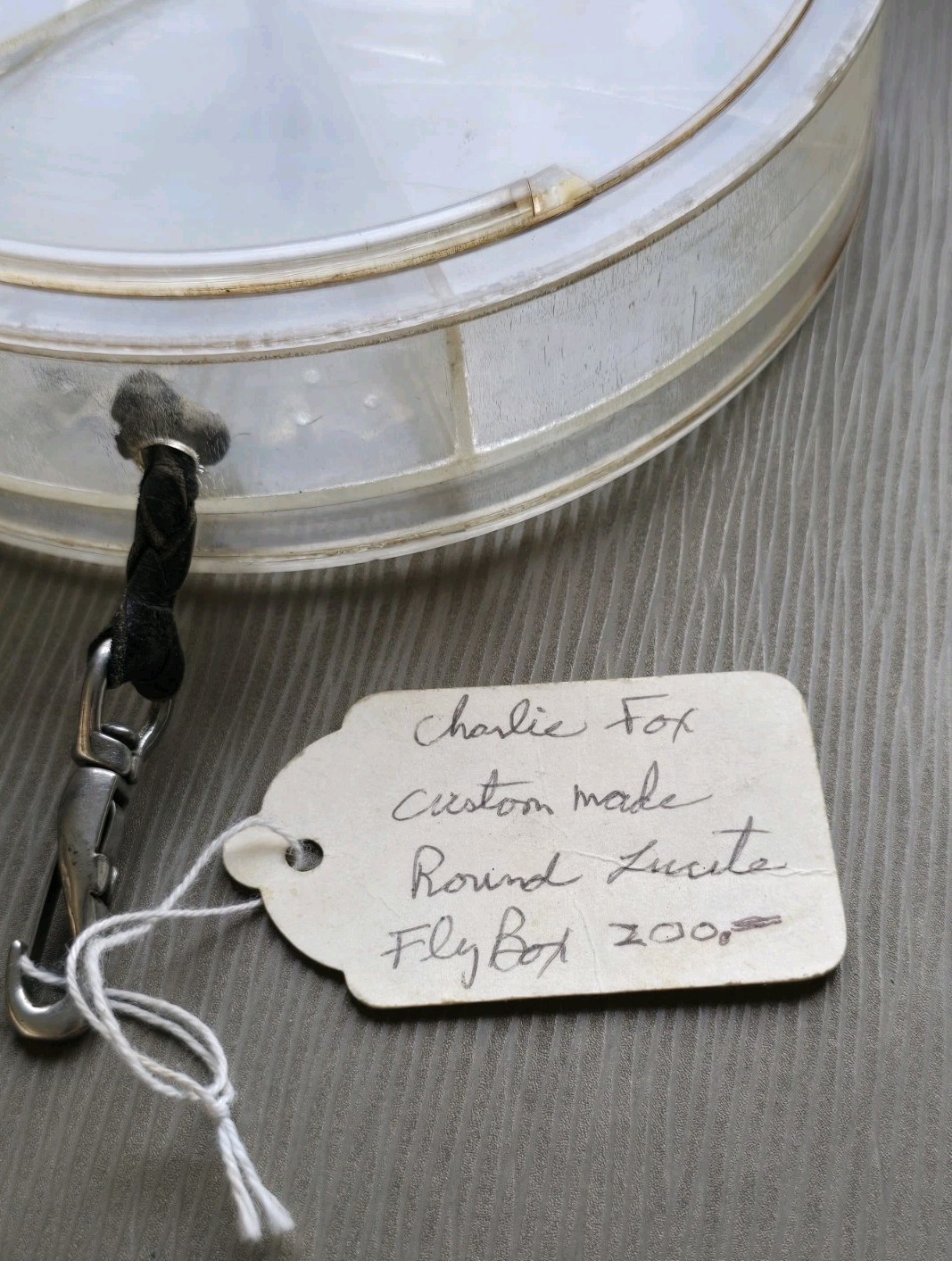 Charlie Fox Pennsylvania Fly Fisherman Custom Made Round Lucite Fly Box