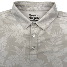 Straight Down Performance Men's Short Sleeve Floral Medium Gray Logo Golf Polo