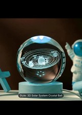 3D Solar System Crystal Ball Night Light, LED Base,Home Decor, Astronomy lovers