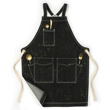 - Black Cross Back Mens Apron Pockets For Barber Woodworking