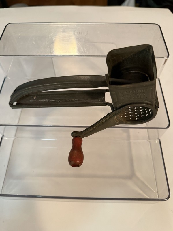 Mouli Grater Manual Rotary Fine Blade Drum Grater w/ Red Handle, France