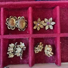 Preowned VTG Costume Jewelry Clip-On Earrings, Set of 4