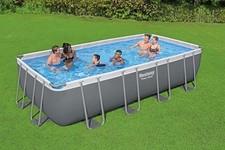 Swimming Pool 18' x 9' Steel Pro Frame Bestway Grey Swim Rectangle Garden