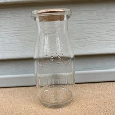 Whiting Milk Companies Embossed Half Pint Milk Bottle Boston, MA with Paper Top
