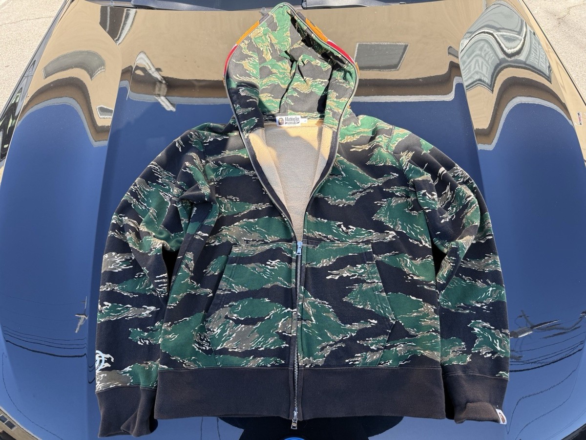 Bape Tiger Full Zip Hoodie Japan Camo Size L A Bathing Ape