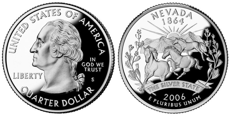 SILVER 2006 S PF BU PROOF NEVADA  STATE QUARTER  UNCIRCULATED COIN #4013