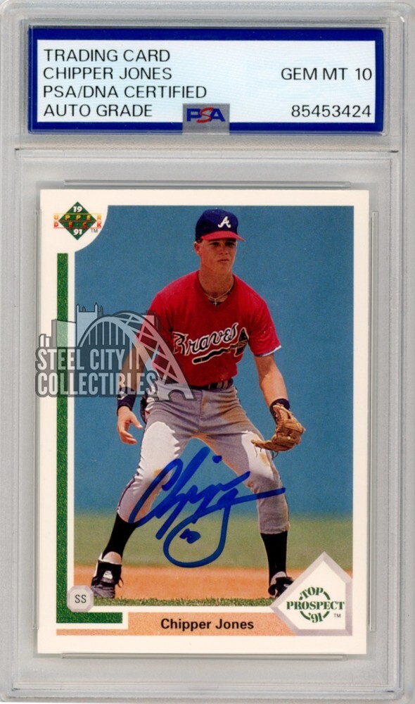 Chipper Jones 1991 Upper Deck Autograph Rookie Card #55 PSA/DNA 10