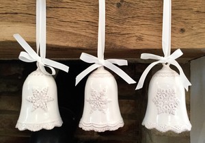 Natale Shabby.Large White Ceramica Bell Decorazione Di Natale Vintage Chic Shabby Albero Vintage Ebay