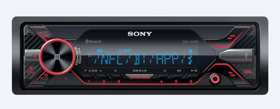 Sony DSX-A416BT Single Din Bluetooth USB AUX Multi-Color Car Stereo Receiver - Image 3 of 3