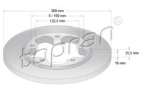 Topran Bremsscheiben Hinten Ø308 Mm Voll Beschichtet FüR Ford Transit Bus