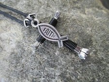 WESTERN NAIL CROSS HORSESHOE NECKLACES- with FAITH CHARM - ADJUSTABLE CORD