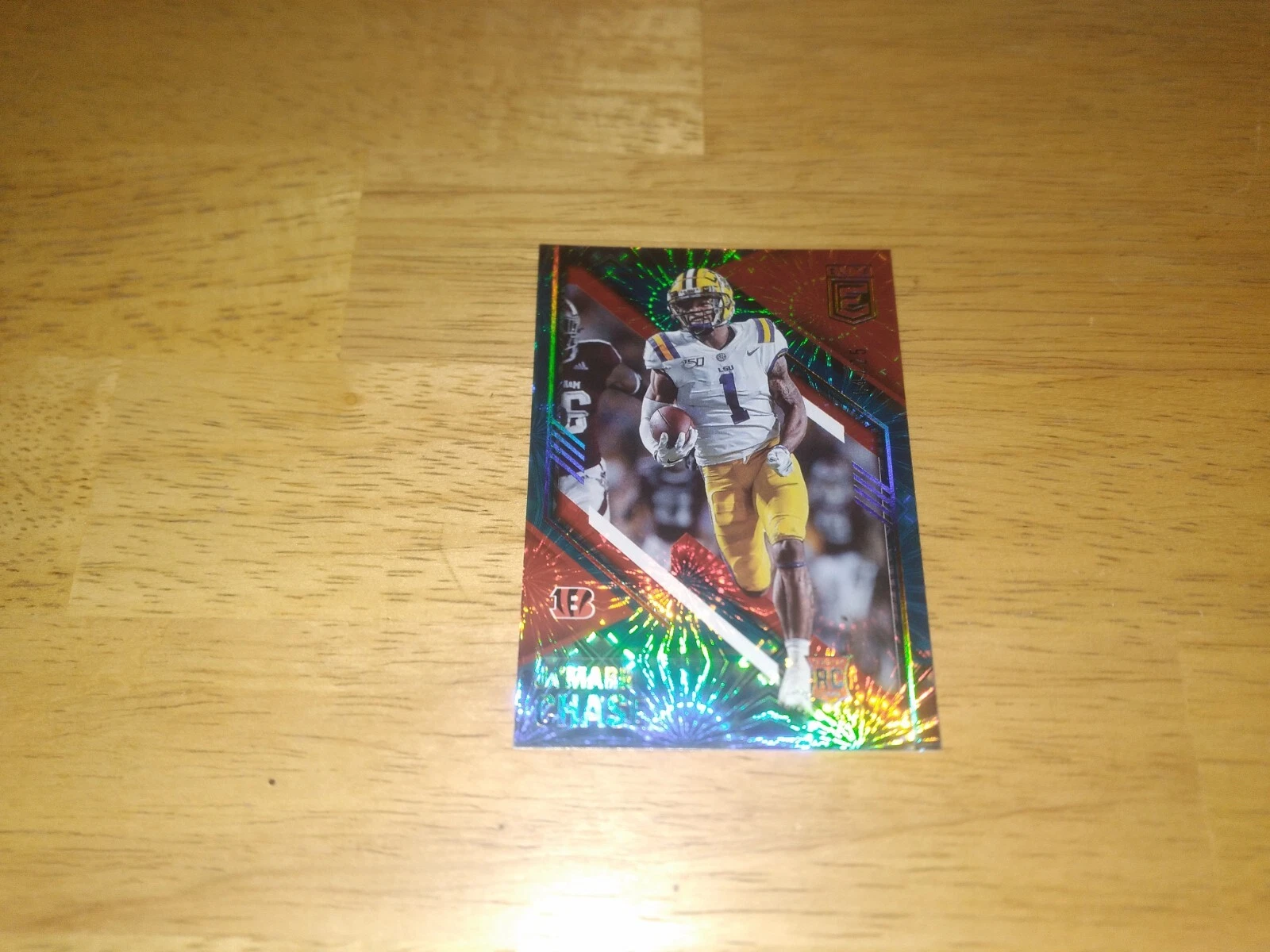 2021 Donruss Elite Ja'MARR CHASE Teal Fireworks RC #'d 04/25. Bengals. No. 121