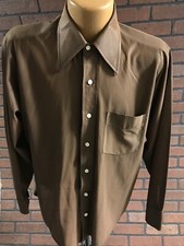 Vintage Men s Fruit Of The Loom Xanadu Brown Disco Button Front Shirt 16-33 C4-7