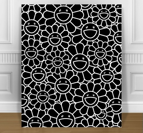 TAKASHI MURAKAMI Black Flowers CANVAS PRINT JAPANESE POP ART 16x12" #2