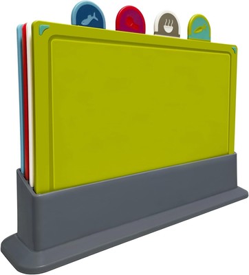 Color Coded Plastic Cutting Board Set of 4 with Storage Stand