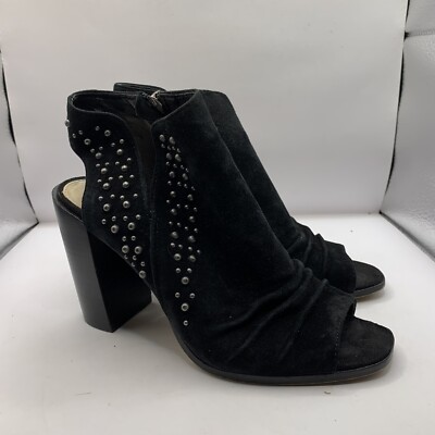 Vince Camuto Suede Peep Toe Heeled Sandals Machinie Black