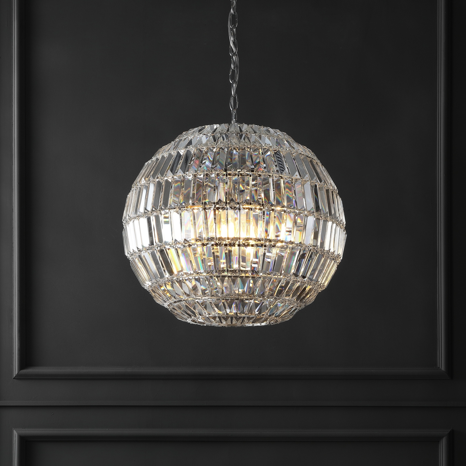 SAFAVIEH Couture Demarco Crystal Round Pendant Light - 20 IN Chrome 20 IN W x 20