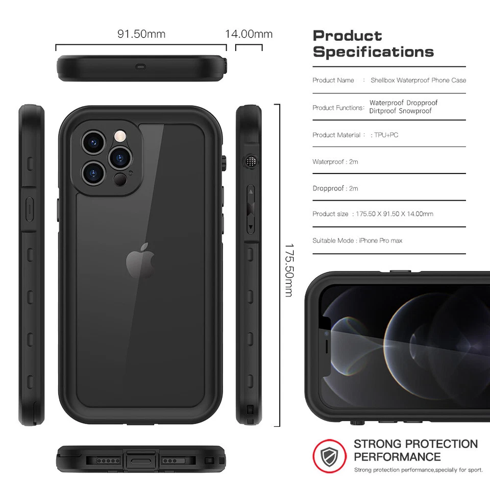 Funda resistente impermeable a prueba de golpes para iPhone 13 Pro Max 11 12 XR 7 8+ IP68 Foto 4 de 4