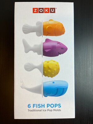 ZOKU 6 Fish Pops Set of Traditional Ice Pop Molds New In Box