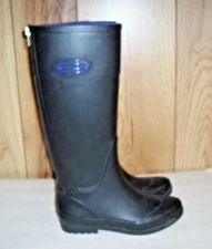 TOMMY HILFIGER WOMANS SIZE 6 BLACK RUBBER RAIN BOOT TWCOSTAL SOLES SHOW NO WEAR