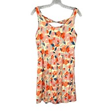Anthropologie Tulle Womens Watercolor Floral Sleeveless Mini Dress Orange size S
