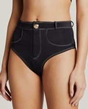  175 Oye Women's Black Lavinia High-Waist Bikini Bottom Swimwear Size M