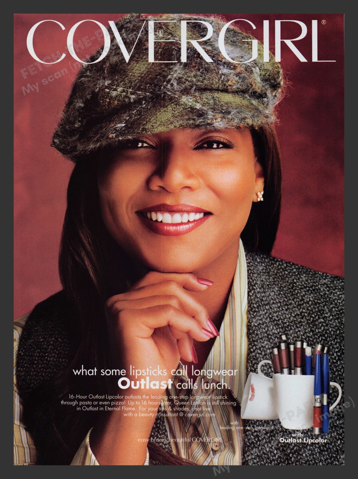 Cover Girl 2000s Print Advertisement 2005 Queen Latifah Cosmetics
