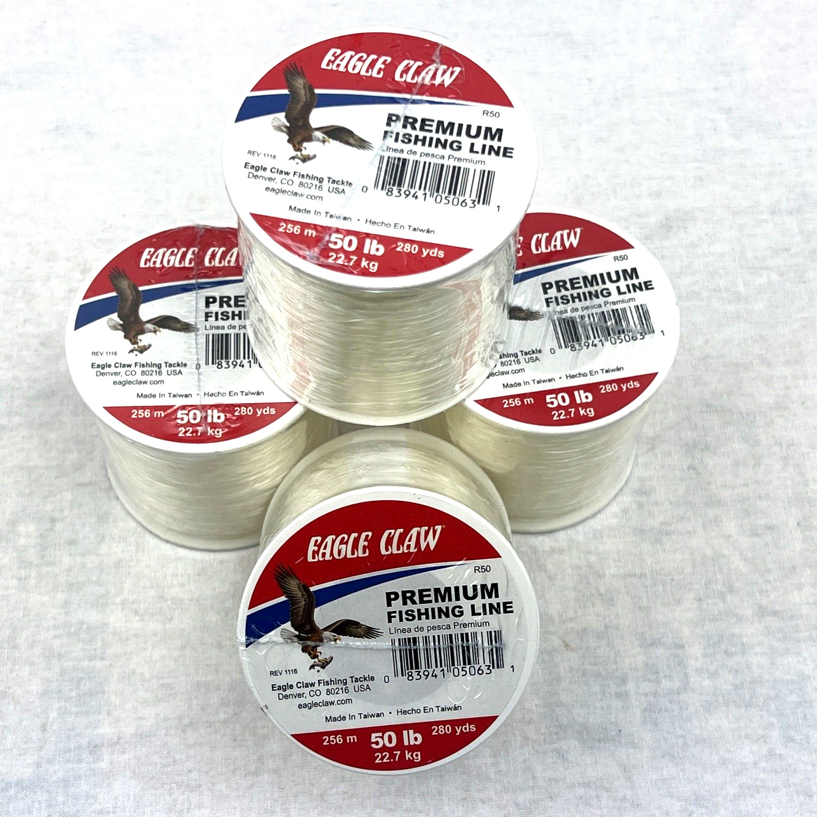 Eagle Claw Premium Line 50 Pound Test 280 yds, each spool, 4 Spools