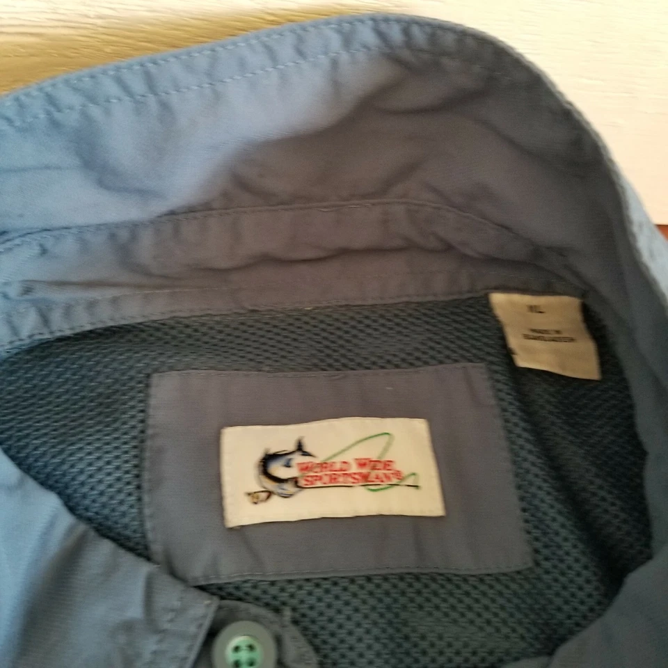 Рубашка рыболовная вентилируемая мужская спортивная по всему миру синяя с коротким рукавом размер XL - Изображение 4 из 4