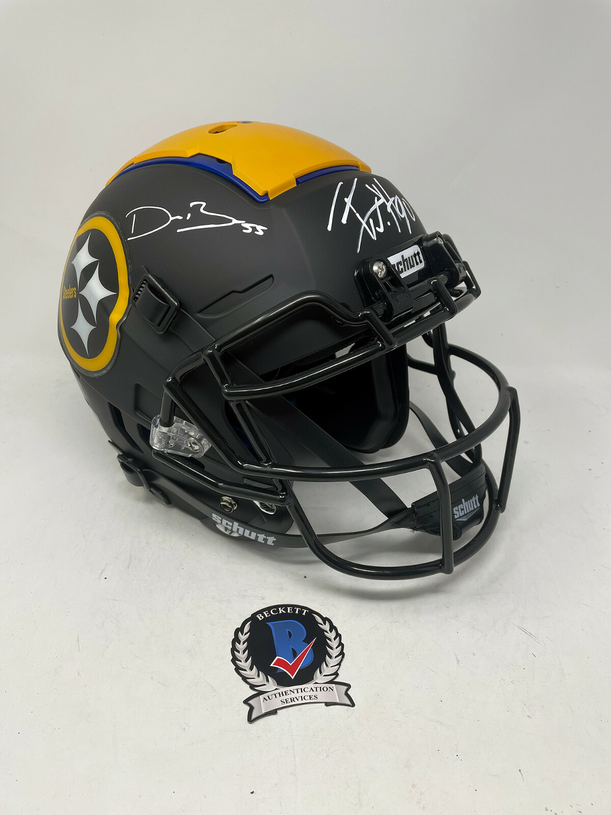 TJ WATT DEVIN BUSH Pittsburgh Steelers SIGNED Full-Size F7 Pro Helmet BAS COA 