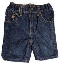 Rocawear Boy's Dark Wash Blue Denim Shorts Embroidered Pocket Size 2T Faux Trim