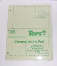 Tops Engineering Computation Pad 35500 Grid to Edge 8 1/2 x 11 Green 100 Sheets