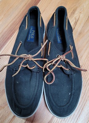 Polo Ralph Lauren Shoes Mens 9.5D Black Sander P Canvas Boat  display picture 3