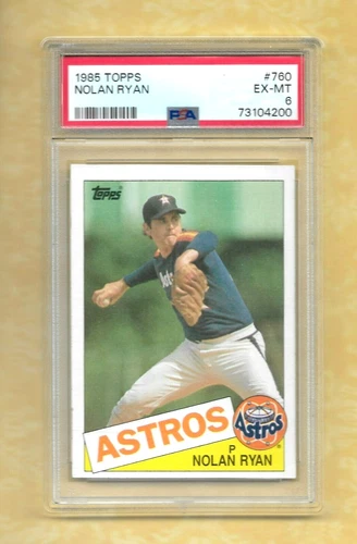 NOLAN RYAN 1985 TOPPS INSERT GRADE #760 GRADED PSA 6 EX-MT HOF ASTROS ACE