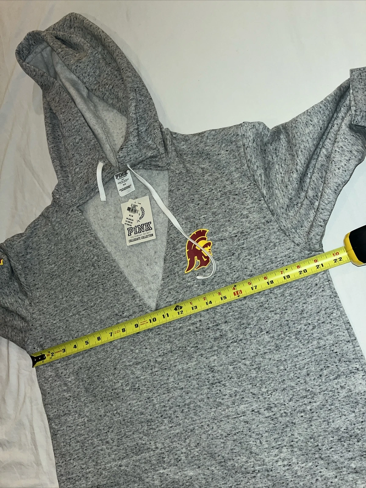 UNDERCOVER Felpa con cappuccio Victorias Secret ROSA USC Trojans Collegiate taglia media scollo a V grigio