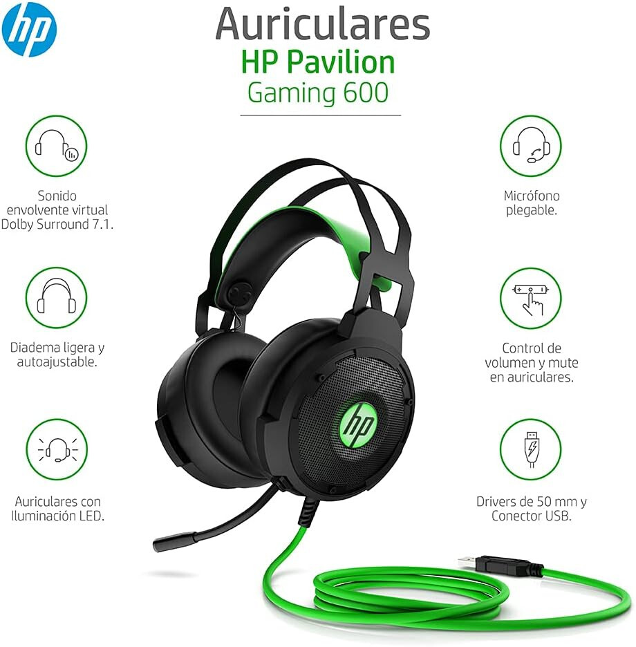 HP Pavilion Gaming Headset 600 ‎Volume Control Wired mm Jack