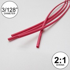 3/128" ID Red Heat Shrink Tube 2:1 ratio wrap (6x9"= 4 ft) inch/feet/to 0.6mm