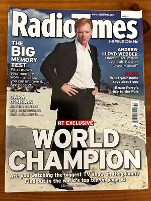 RADIO TIMES 5/8/2006 CSI: MIAMI Andrew Lloyd Webber BURT LANCASTER Dara O'Briain